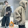 两面穿连帽男女加厚外套