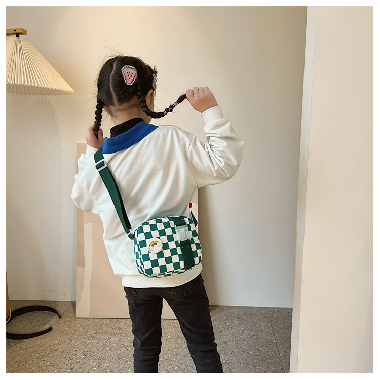 127g Weight Polyester Lining Material Zipper Closure Type Sling Strap Strap Type Shoulder Bag, Crossbody Bag Bags Type Casual Occasion Nylon Material Plaid Pattern All Seasons Season Kid'S, Women's Gender Cute Style Square Shape Kid'S Women's Nylon Plaid Cute Square Zipper Shoulder Bag Crossbody Bag 12