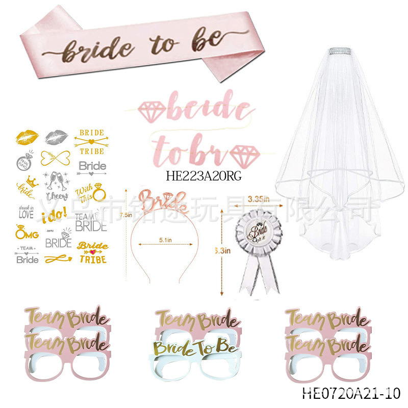 En stock novia solo partido nupcial oro rosa Garland hombro Correa nupcial velo tatuaje pegatina traje de boda