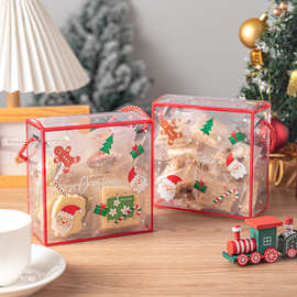 圣诞手提礼盒包装新年透明饼干雪花酥包装糖果太妃糖糯米船礼品盒