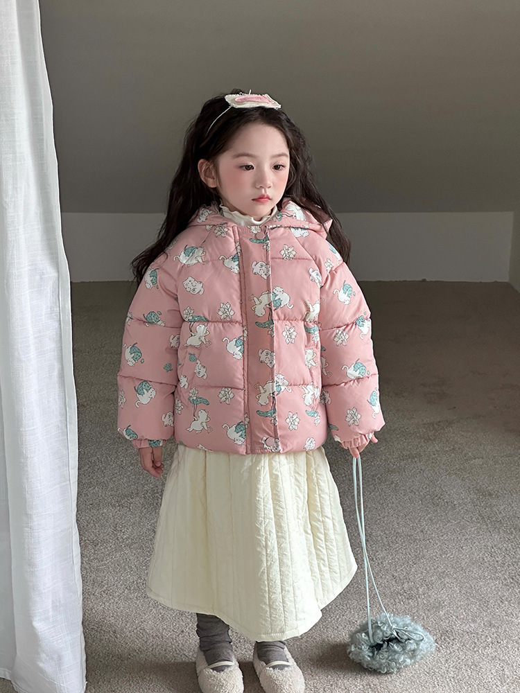Invierno nuevo chaqueta de plumón para niños niñas niñas bebés de color nórdico de dibujos animados abrigo de algodón