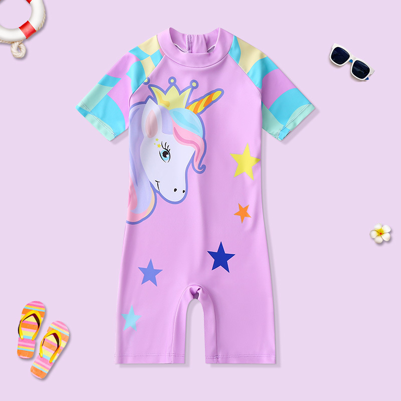 Traje de baño para niños traje de baño de una pieza de dibujos animados para niños playa protección solar secado rápido niños y niñas bebé traje de baño de vacaciones junto al mar