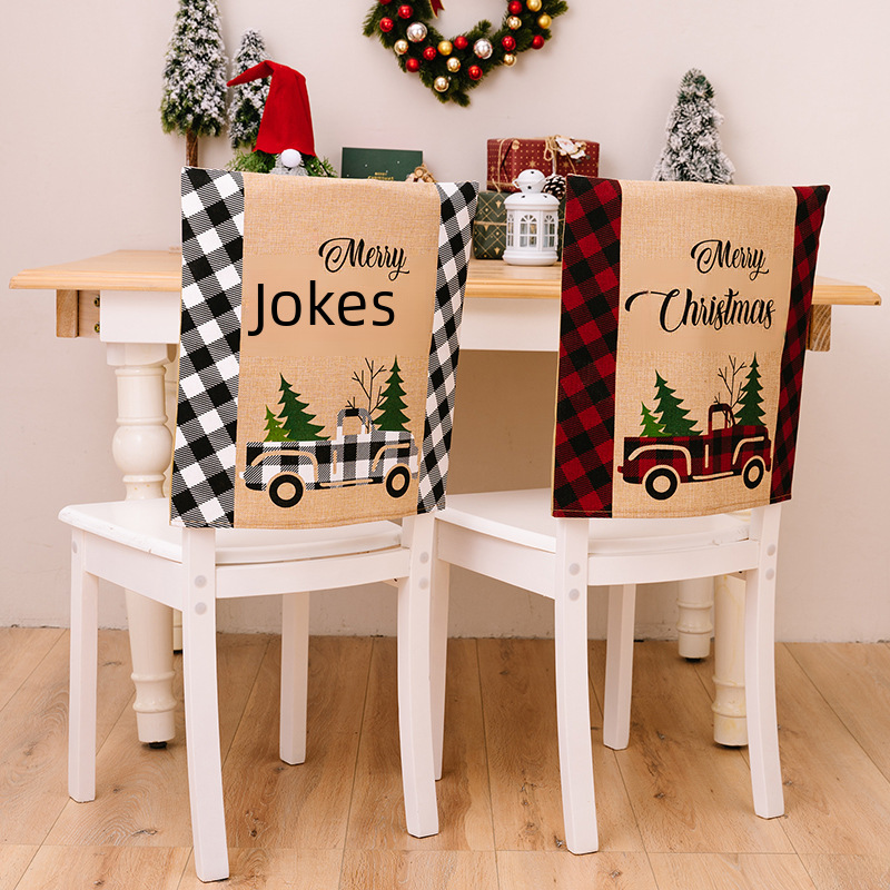 Home & Garden Christmas decoration supplies home atmosphere decoration chair cover Christmas Plaid car letter chair cover chopsticks cover_voghion.com