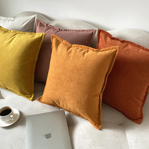Nordic ins light luxury solid color edged pillow living room office sofa pillow bedroom bedside cushion pillow case