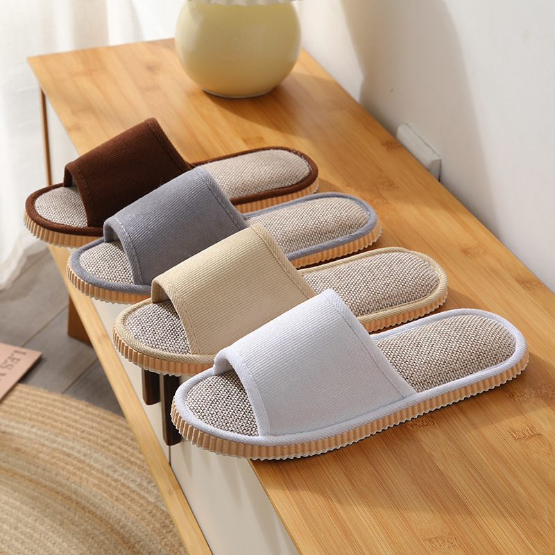 New Washable Corduroy Slippers for Men and Women, Suitable for All Seasons, Linen Slippers for Hotels, Beauty Salons, and Wellness Centers, Wholesale