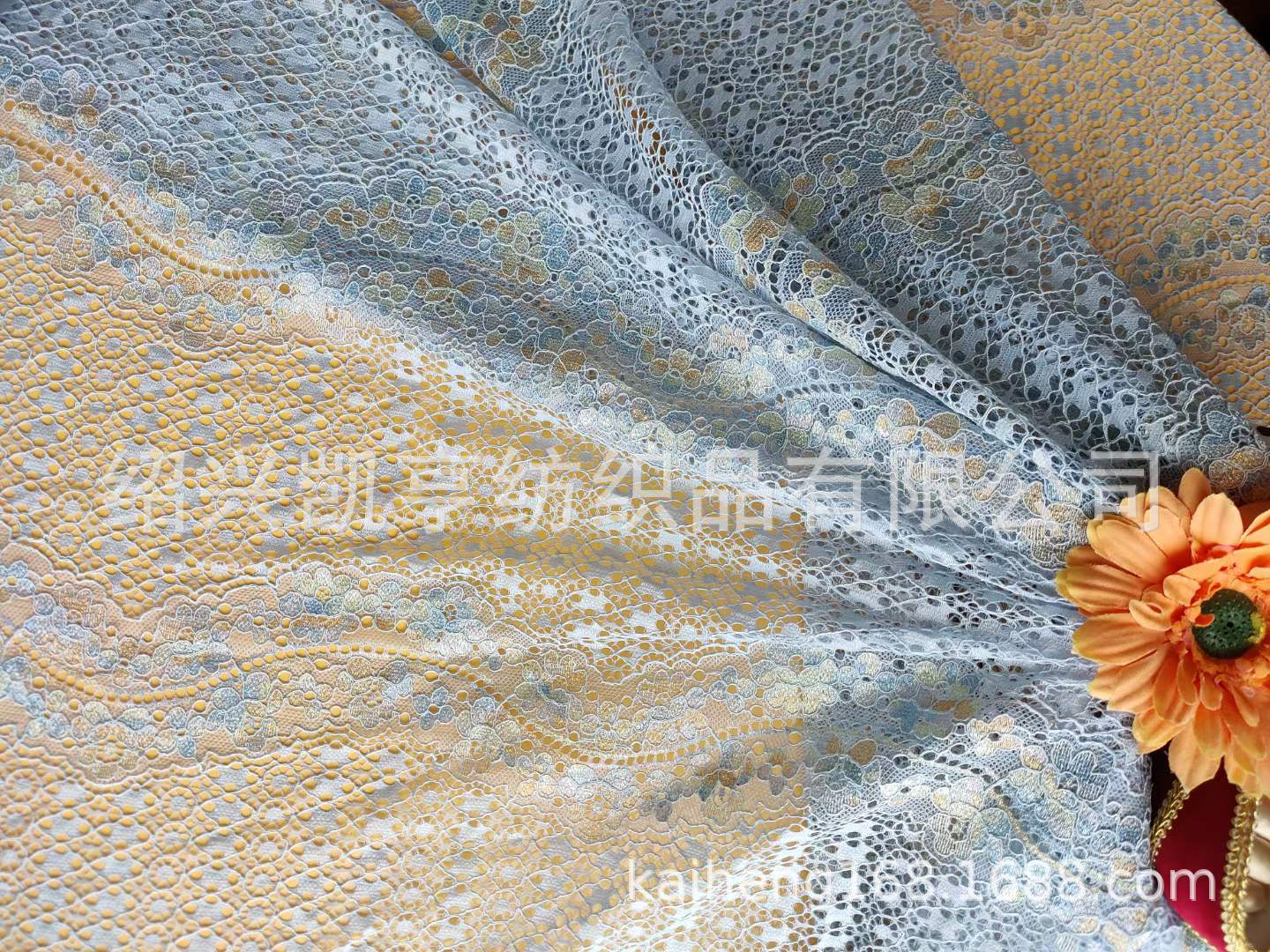 浪漫法式锦涤股线幻彩蕾丝面料 婚纱礼服舞台服春夏亮片蕾丝网纱