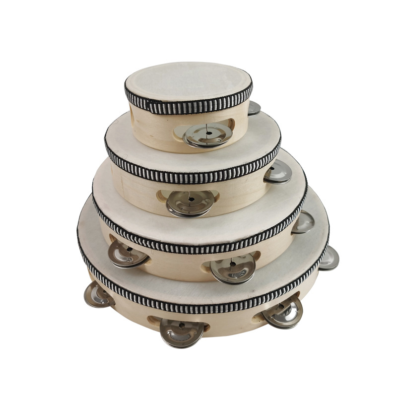 Pequeño pandereta Orff instrumento de percusión 4 pulgadas 6 7 8 pulgadas 10 pulgadas pandereta super fuerte tambor