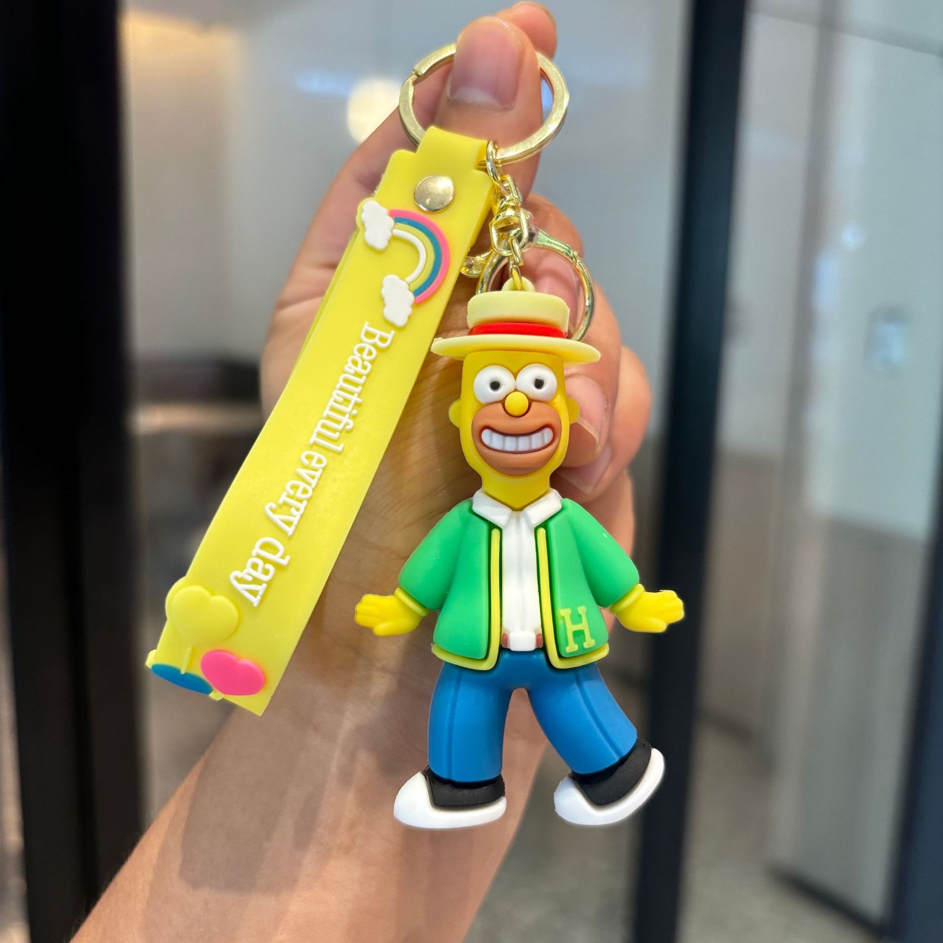 Simpsons caricatura de silicona muñecas lindas colgantes agarrador muñeca bolsos colgantes llaveros regalos