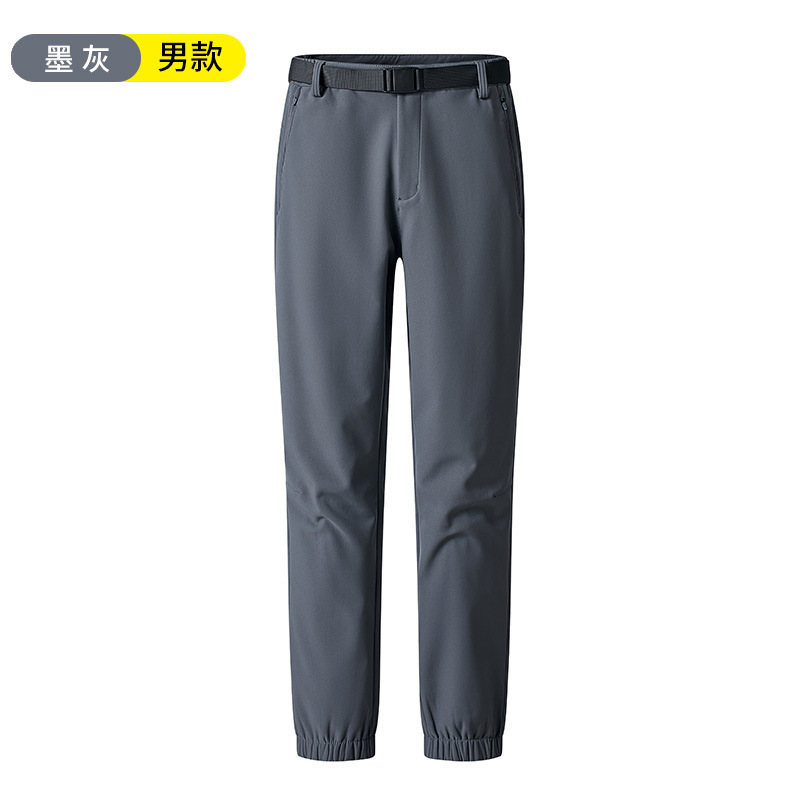 秋冬新款男女户外防水软壳冲锋裤摇粒绒内里保暖加厚登山休闲长裤|undefined