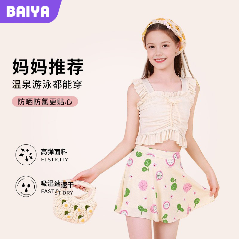 Traje de baño para niños nuevo estilo traje de baño dividido de estilo occidental de verano para niñas de 8 a 12 años, traje de baño para niños y niñas