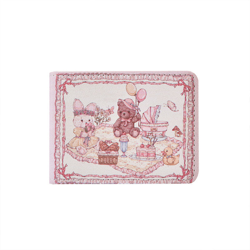 Picnic Rabbit Bear Driver's License Card Case Leather Case Cute Girl's Motor Vehicle Driving License Two-in-One Cyber Red Protective Case