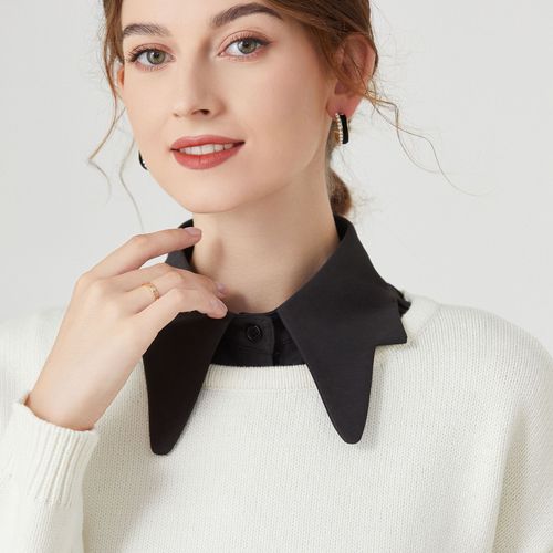 Women's Fashionable Pointed Collar Child Fall/Winter Matchable Striped Shirt Collar for Women Long-Sleeve Shirt Collar for Spring/Summer