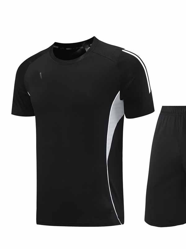 Nuevo conjunto deportivo transpirable de manga corta con cuello redondo, pantalones cortos de fitness para verano, conjunto de dos piezas para correr y fútbol, dropshipping.