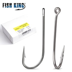 FISHKING長柄魚鈎高碳鋼海鈎釣盒裝50pcs100pcs倒刺帶圈海釣批發
