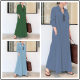 2022 European and American casual solid color lapel long sleeve pocket simple loose long shirt dress a generation of hair