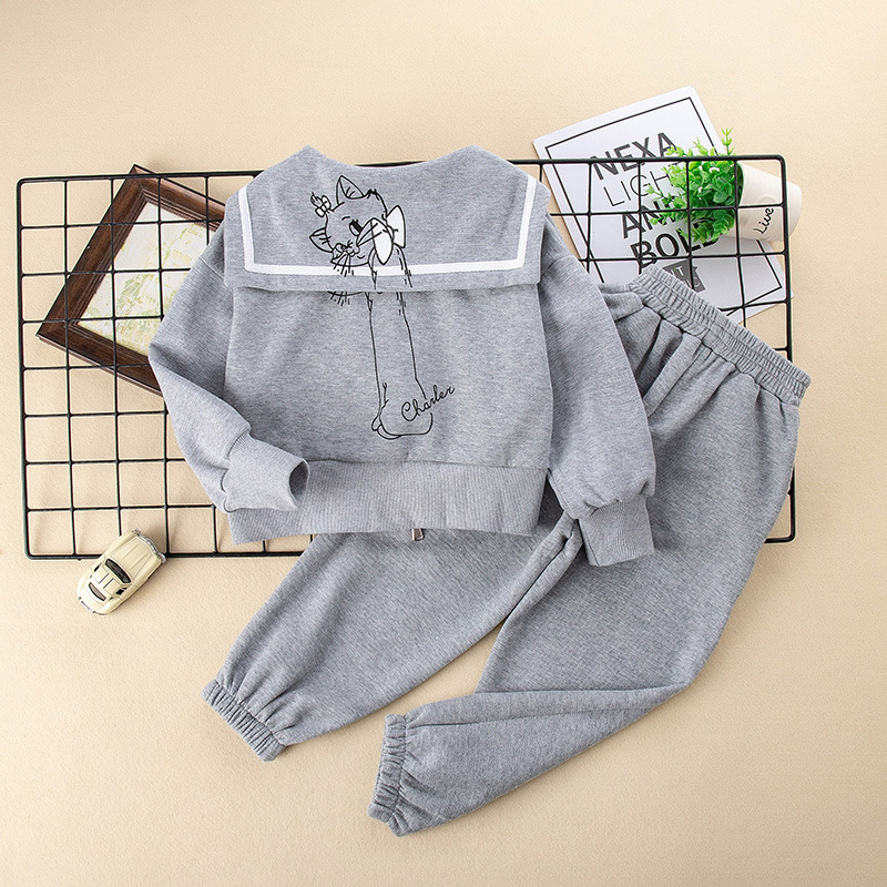 Conjunto deportivo de dos piezas para niña, nuevo estilo, moda infantil, talla mediana y grande, primavera y otoño, 2023_voghion.com