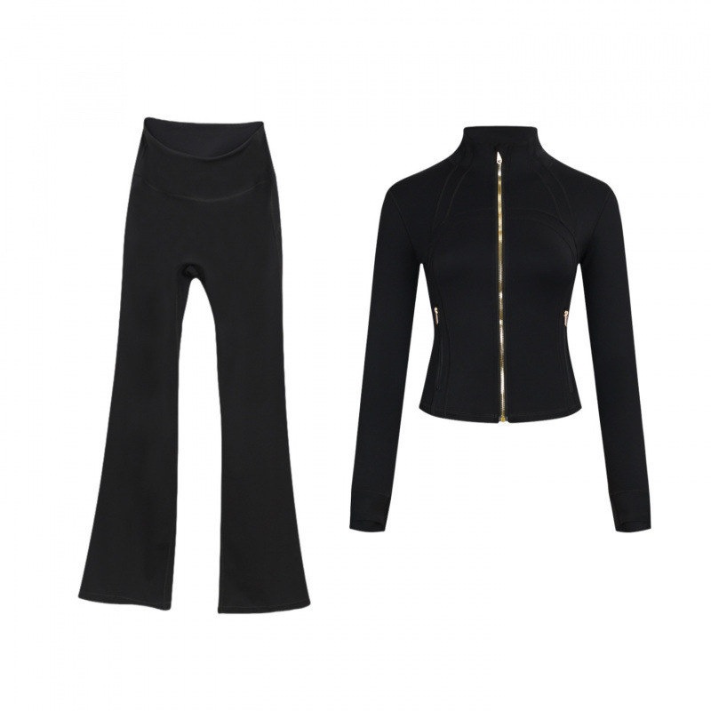 lulu original Define flared short stand-up collar jacket set with gold zipper, slim-fit sports yoga jacket for women lulu original Define flared short stand-up collar jacket set with gold zipper, slim-fit sports yoga jacket for women