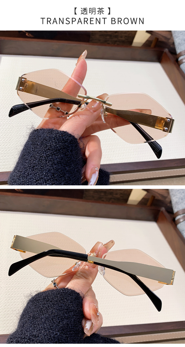Solid Color Pattern Elegant Simple Style Solid Color PC UV400 Protection Polygon Frameless Women's Sunglasses