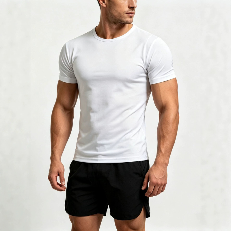 Cross-border men's skin-friendly breathable sports fitness casual T-shirt, US size, for weightlifting and outdoor training, slim-fit short-sleeve top Cross-border men's skin-friendly breathable sports fitness casual T-shirt, US size, for weightlifting and outdoor training, slim-fit short-sleeve top