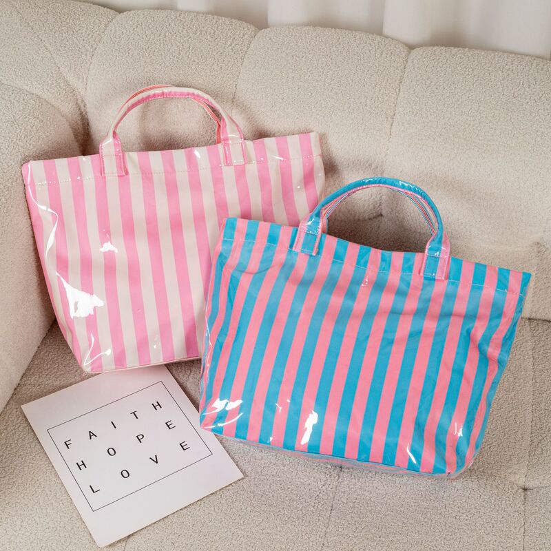 Cross-Border Pvc Striped Etsy Tote Bag, Stylish, Large Capacity, Lightweight, Portable Handbag
