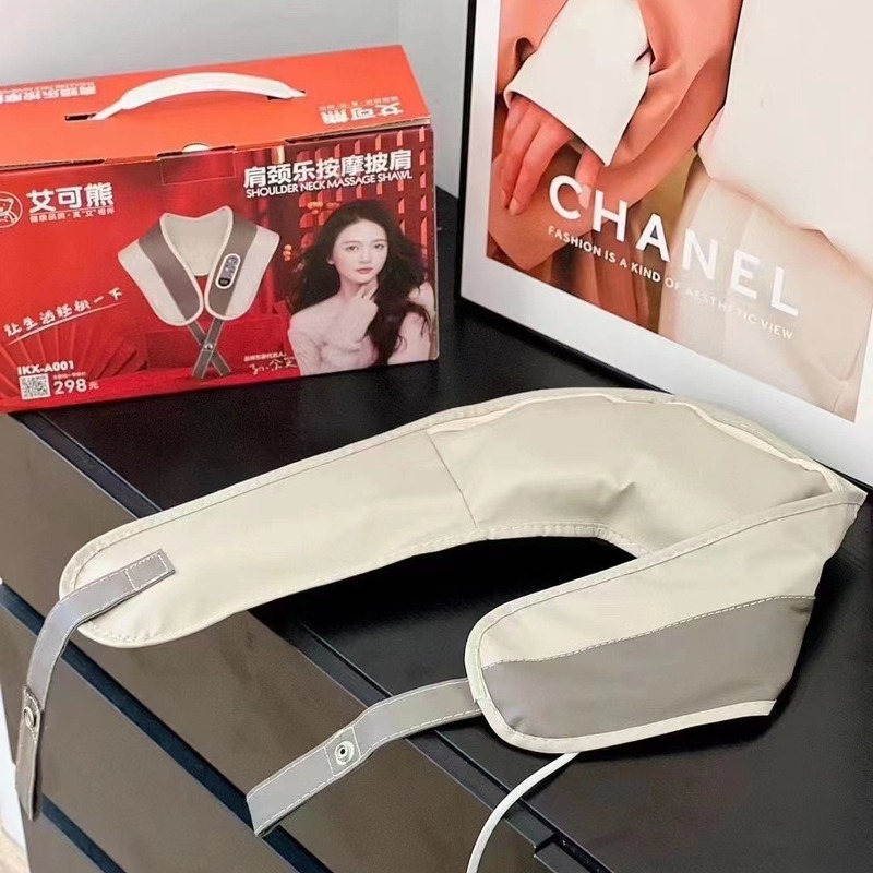 アイコベアマッサージショール頚椎マッサージャー家庭用高齢者ギフトノック加熱振動U字型マッサージ枕|undefined