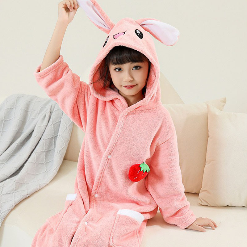 儿童卡通浴袍宝宝连帽浴巾婴儿洗澡速干抱被包巾珊瑚绒儿童浴巾