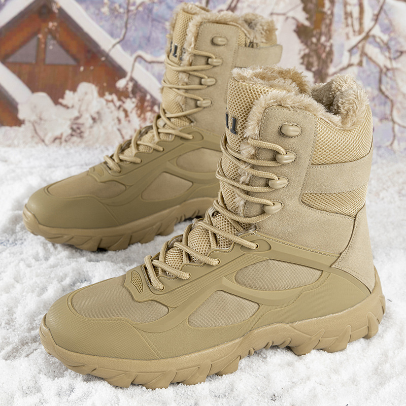 Gran tamaño transfronterizo nuevo estilo coreano de moda cálida ocio con veludo salvaje jungla botas de trabajo botas de moda zapatos de hombre