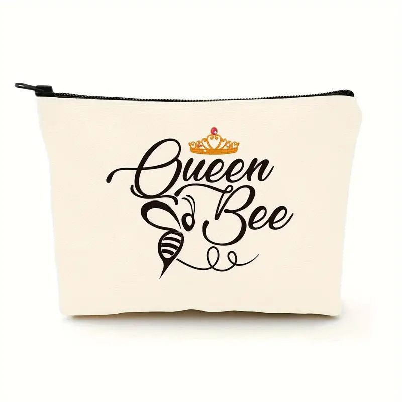 Transfronterizo Amazon Festival de abejas lino impresión doble cara bolsa de maquillaje bolsa de almacenamiento bolsa multifuncional de cremallera