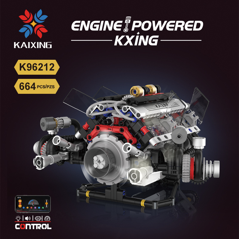 Cross-Border New Product Bmw F1V8 Engine App Programming Lighting Assembly Building Blocks Compatible with Lego Boys