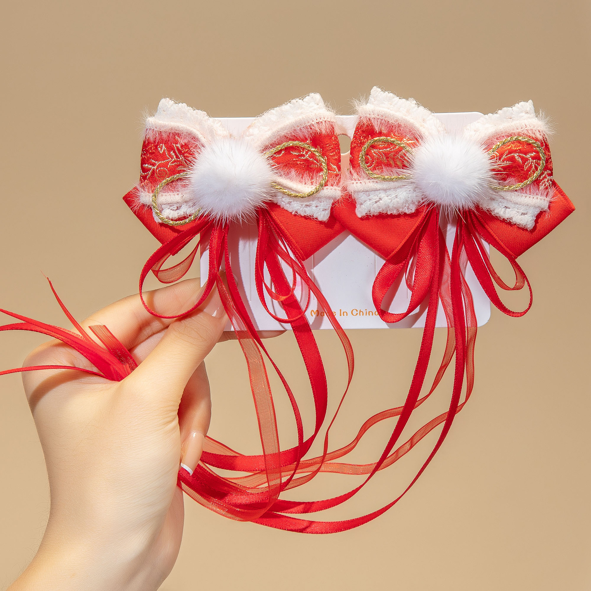 Año Nuevo horquilla accesorios para el cabello de los niños Hanfu estilo antiguo borla arco horquilla niña bebé peluca trenza cabeza Accesorios