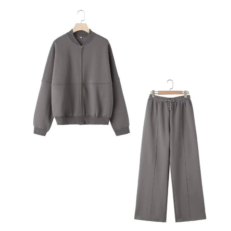 Трансграничная европейская и американская женская одежда AliExpress INS взрывная молния куртка-куртка пилота свитер с высокой талией бархатные брюки