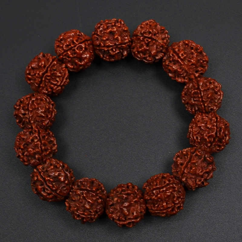 Bodhi Rosary Bracelet, Walnut Round Beads, Multiple Diameters 8–20 mm, Hand-Strung