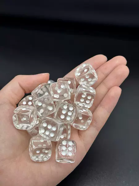 16mm rounded pure transparent digital dice color crystal dice crystal dice