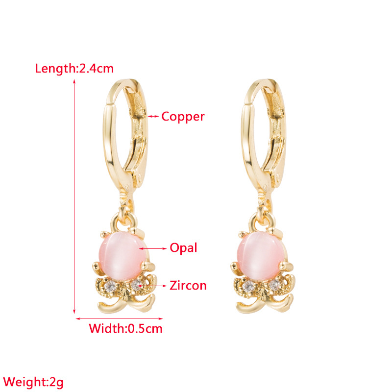 Sucré Géométrique Le Cuivre Des Boucles D'oreilles Incruster Pierres Précieuses Artificielles Zircon Boucles D'oreilles En Cuivre display picture 1