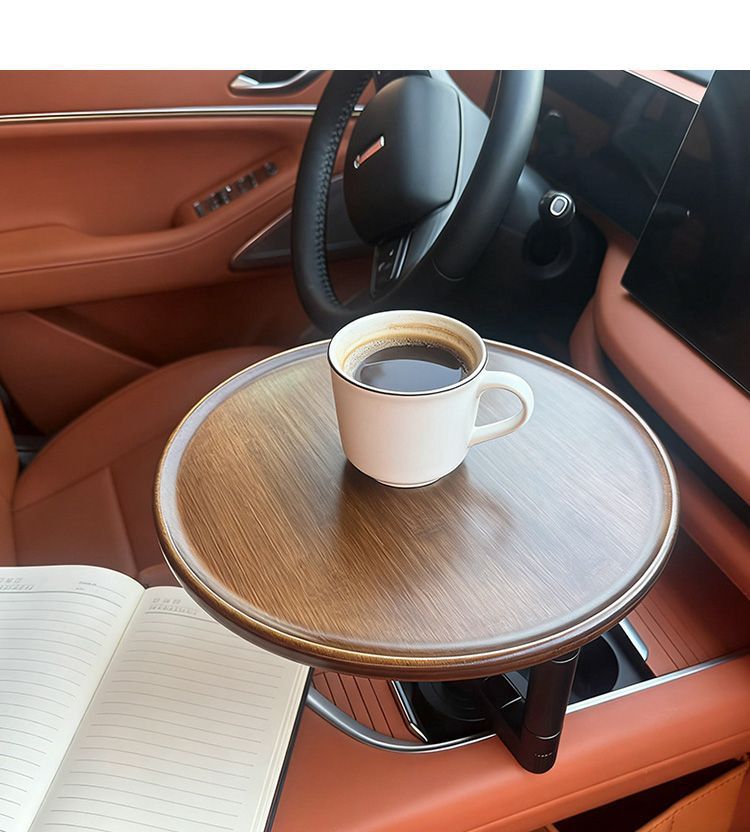 High-End Universal Car-Mounted Floating Small Table Tray with Cup Holder, Tea Tray, Tea Table Storage Accessory