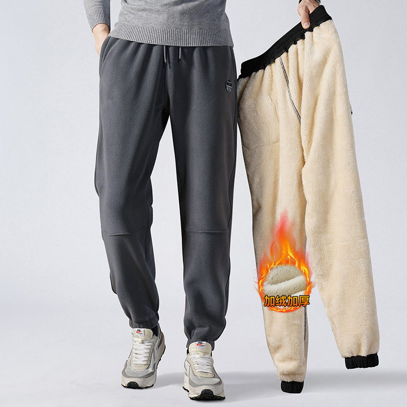 Winterhose aus Plüsch für Herren, übergroße, warme und verdickte Freizeithose, kältebeständige Leggings_voghion.com