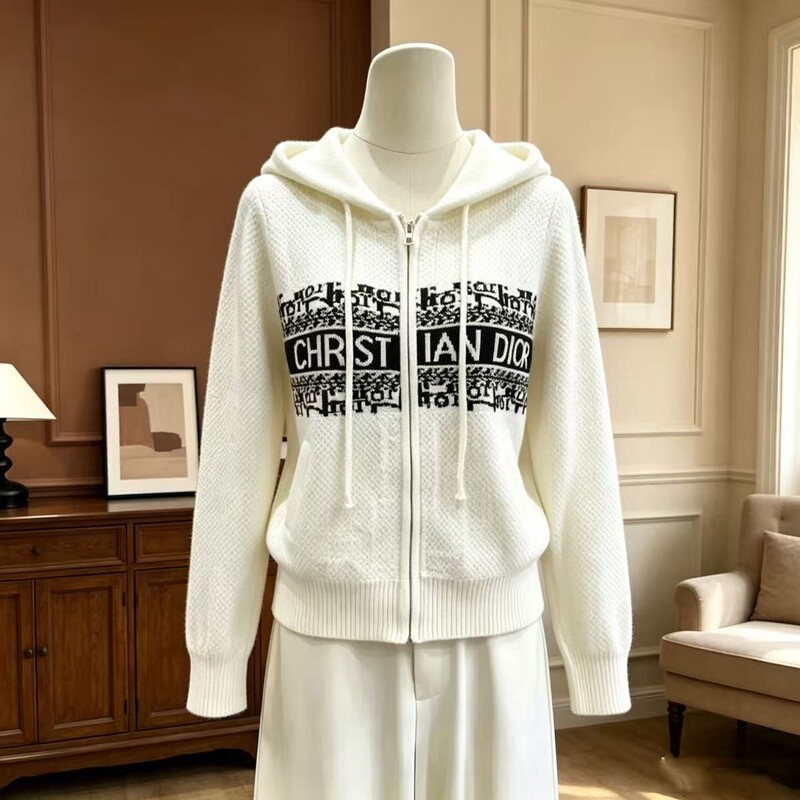 26 Autumn/Winter New Elegant Style Monogram Jacquard Letter 3D Hooded Pullover Long Sleeve Knitted Sweater for Women Cross-Border Wholesale 26 Autumn/Winter New Elegant Style Monogram Jacquard Letter 3D Hooded Pullover Long Sleeve Knitted Sweater for Women Cross-Border Wholesale