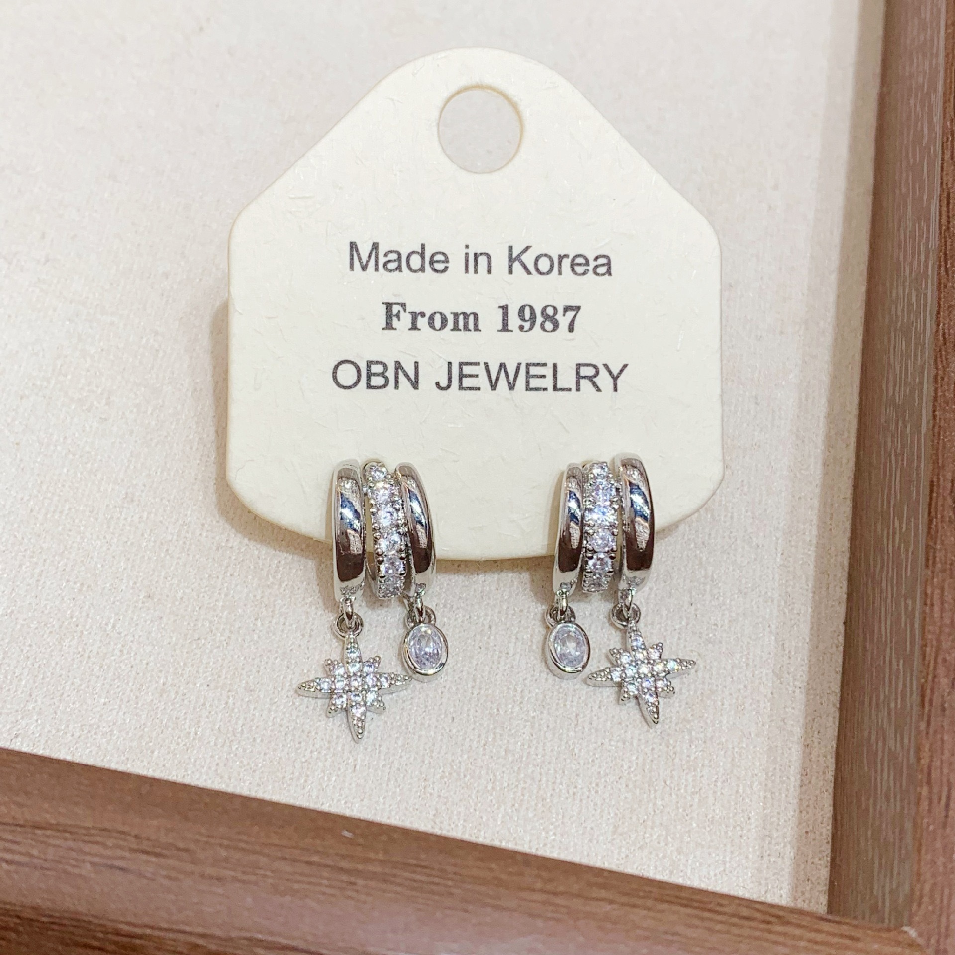 실버 여덟개 별 귀걸이