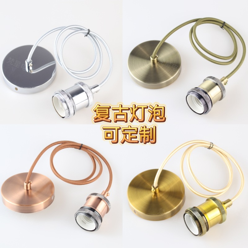 Edison vintage chandelier bar teahouse lámpara de cuerda de cáñamo cabeza de la lámpara colgante de alambre a juego lámpara de cabeza titular E27 tornillo colgante de alambre