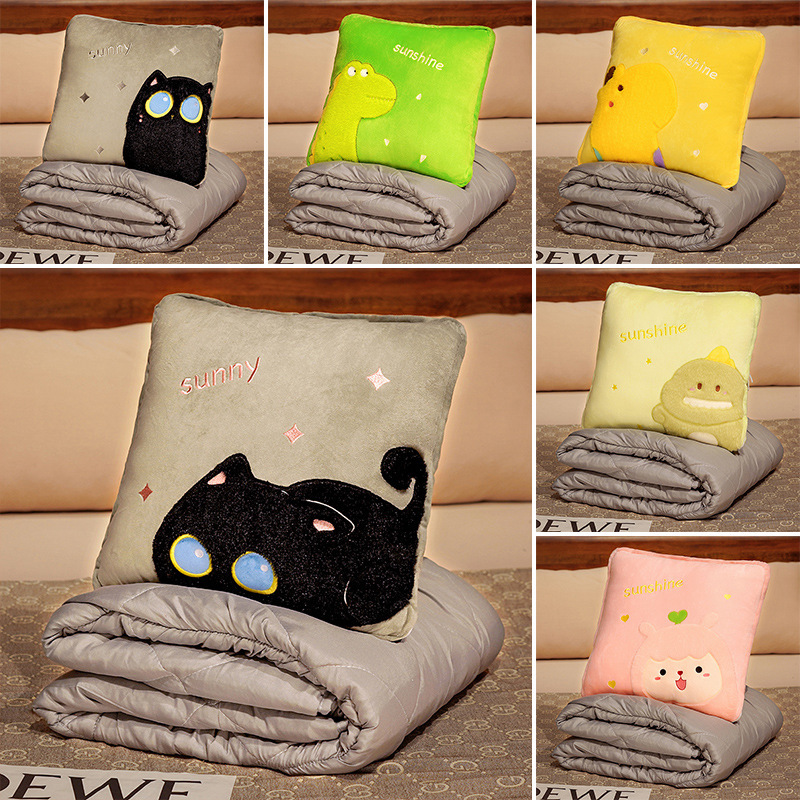 Almohada edredón de doble uso engrosada manta siesta de oficina almohada dos-en-uno plegable coche almohada lindo
