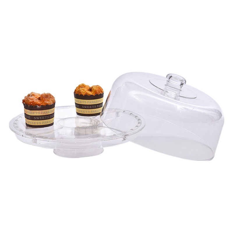 Creativo plato de fruta con tapa pan fruta seca merienda postre bandeja de la torta transparente tienda de postres bandeja de copa