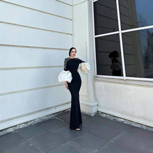 2025欧美春夏新款性感重工烫钻长袖绷带女装连衣裙