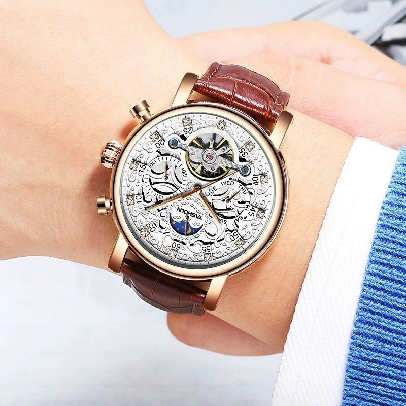 亚时顿 Mechanical high quality mechanical watch, waterproof belt, men's watch, for import, fully automatic