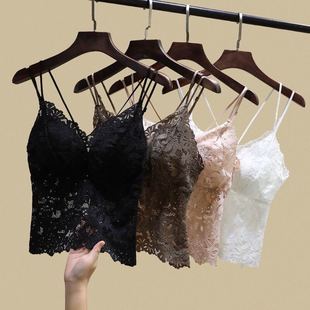 Lace Beautiful Back Sling Small Vest Women's Summer Outer Wear Inner Bra with Chest Pad One-piece Underwear 2025 New Base