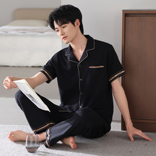 2025夏季新品跨境爆款纯棉睡衣套装男士家居服短袖长裤休闲可外穿