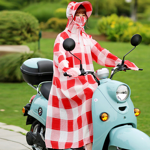 Hooded long electric vehicle sun protection clothing for women in summer full-body anti-UV shawl for cycling and motorcycle sun protection clothing