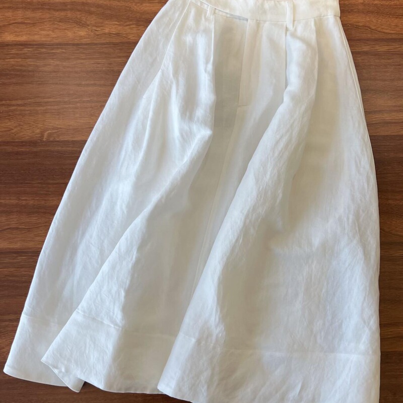 Old Money Style White Linen Skirt for Women, New Summer Model, Skin-Friendly, Breathable, High-Waisted A-Line Umbrella Skirt