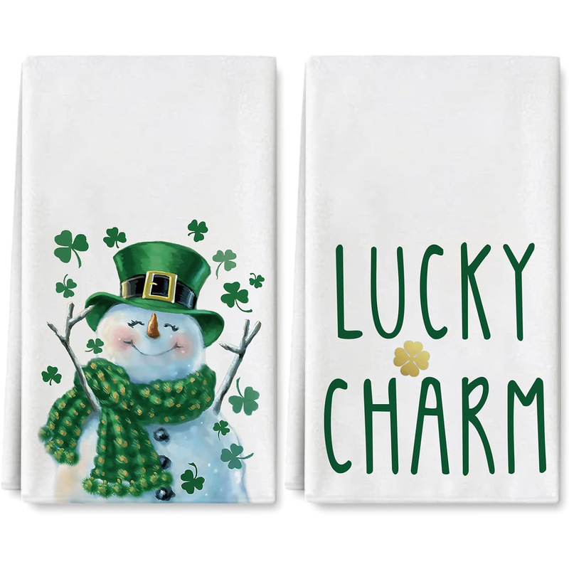 St Patrick's Day kitchen dish towel Irish snowman dish cloth Irish seasonal decorative hand towel