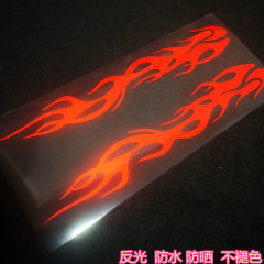 Customizable foreign trade reflective colorful cool flame-shaped car sticker for motorcycles, electric bikes, and street bikes with horizon side design