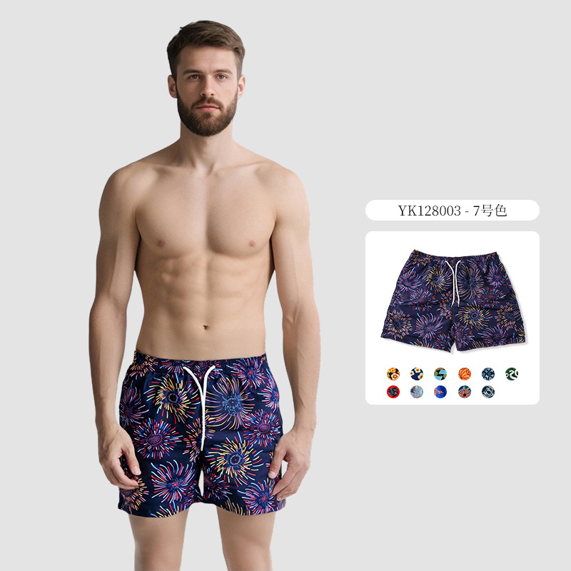 Pantalones de cuatro puntos con estampado de piel de melocotón para hombre de verano Pantalones de baño casuales de tamaño europeo Pantalones de playa de vacaciones de surf de secado rápido
